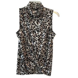 Animal Print Sleeveless Turtleneck Blouse 🤎🤍🖤